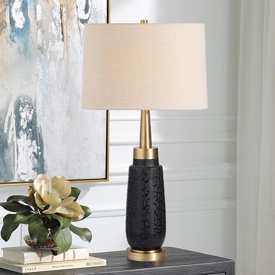 Spyglass Black Wood Grain Table Lamp by Uttermost