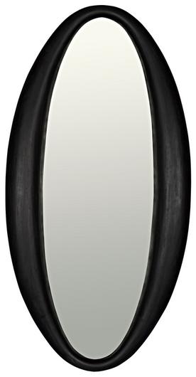 Woolsey Sungkai/Mindi Oval Mirror in Charcoal Black by Noir Furniture