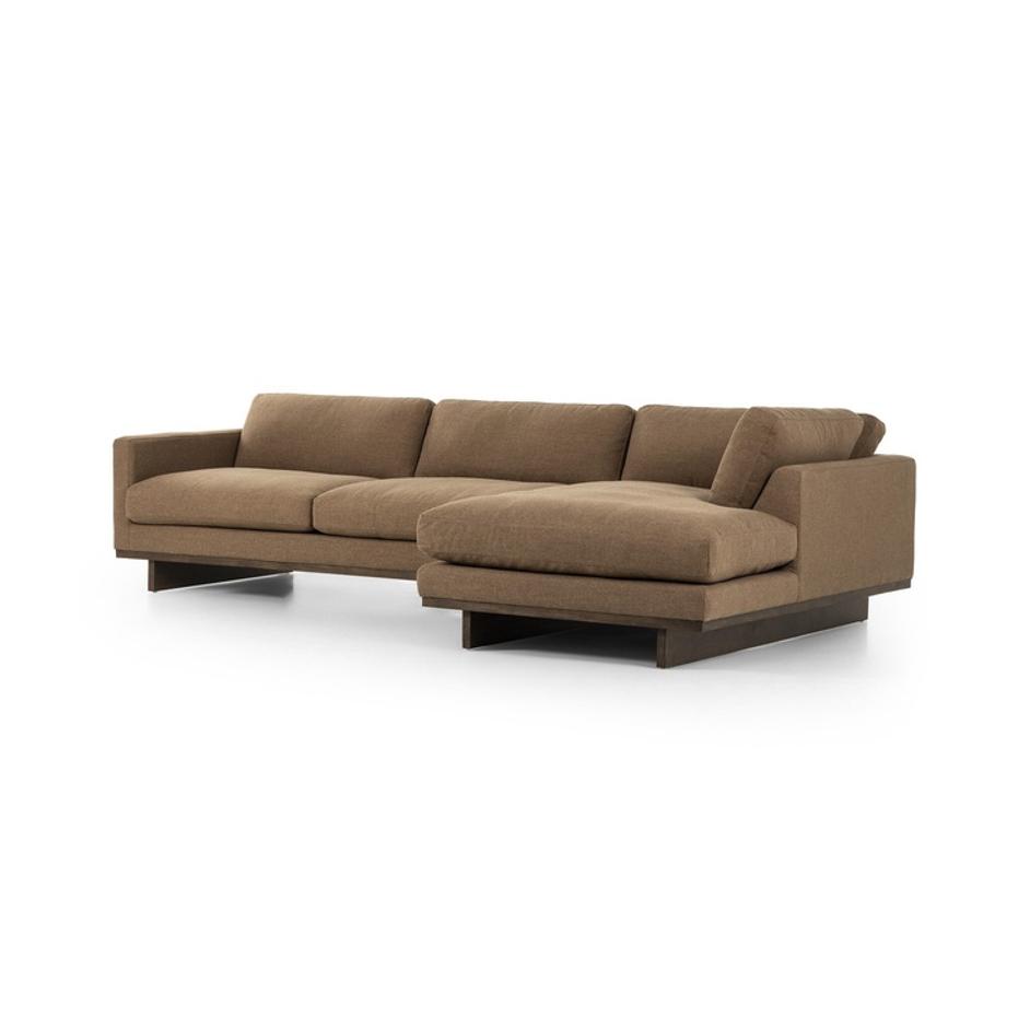 Everly 2-Piece Sectional In Antwerp Cafe And Terra Brown Parawood by Four Hands