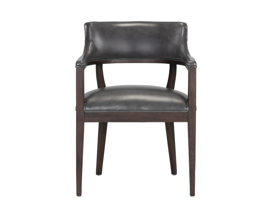 BRYLEA DINING ARMCHAIR - BROWN - BRENTWOOD CHARCOAL LEATHER by Sunpan