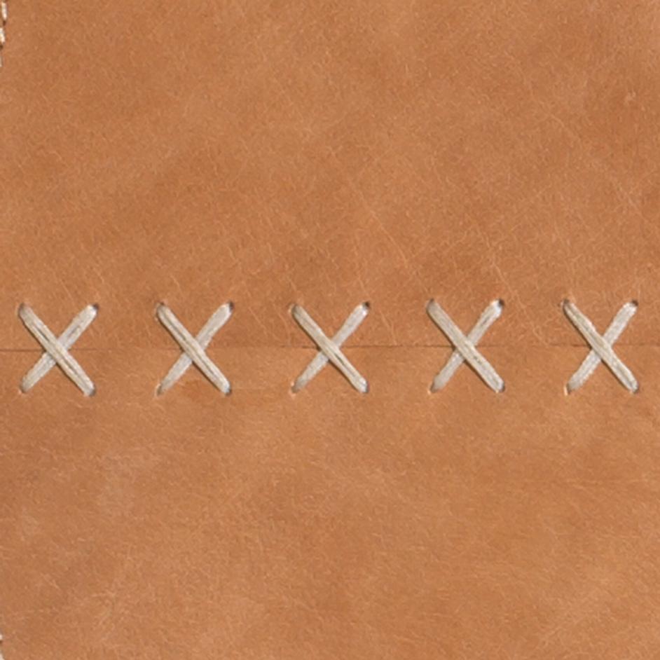 Round Cross Stitch Round Wall Mirror, Buff Leather by Jamie Young