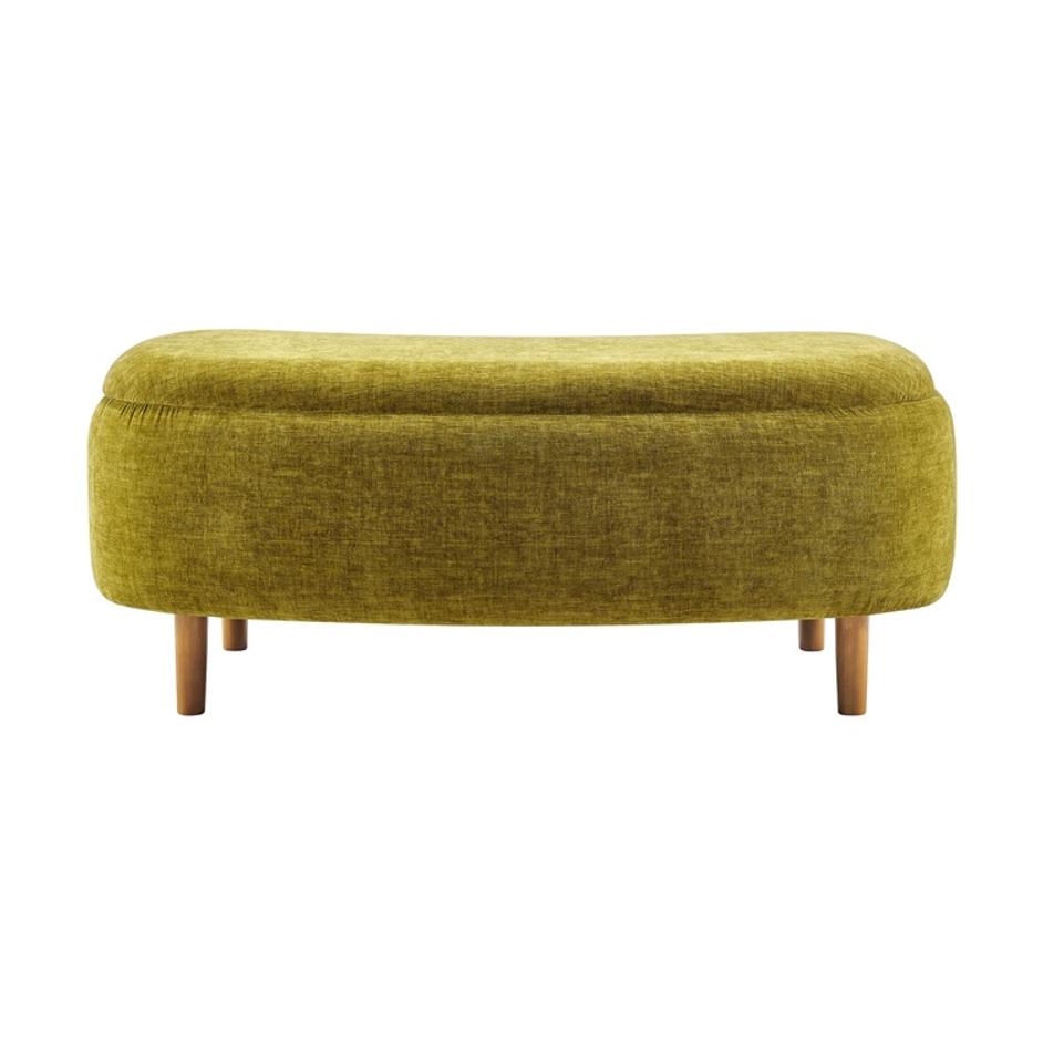 Leony Chenille Storage Bench, Seneca Olive  by New Pacific Direct