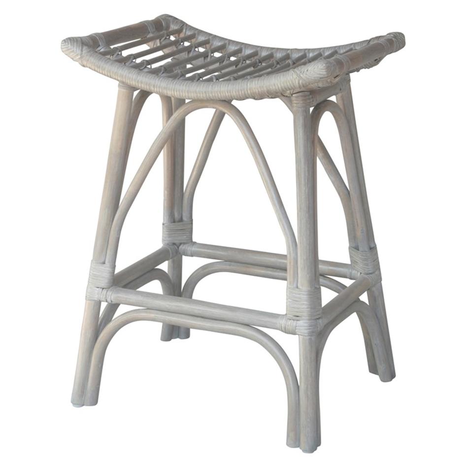 Imari Rattan Counter Stool In Gray White Washed  by New Pacific Direct