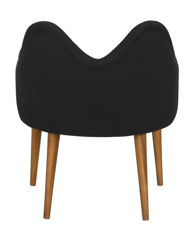 Cornelia Teak Chair with Satin Finish and Black Cotton Upholstery by Noir Furniture