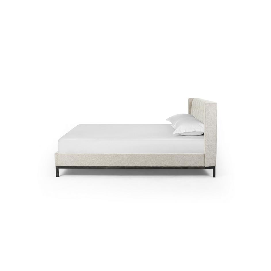 Newhall King Bed In Plushtone Linen by FOUR HANDS