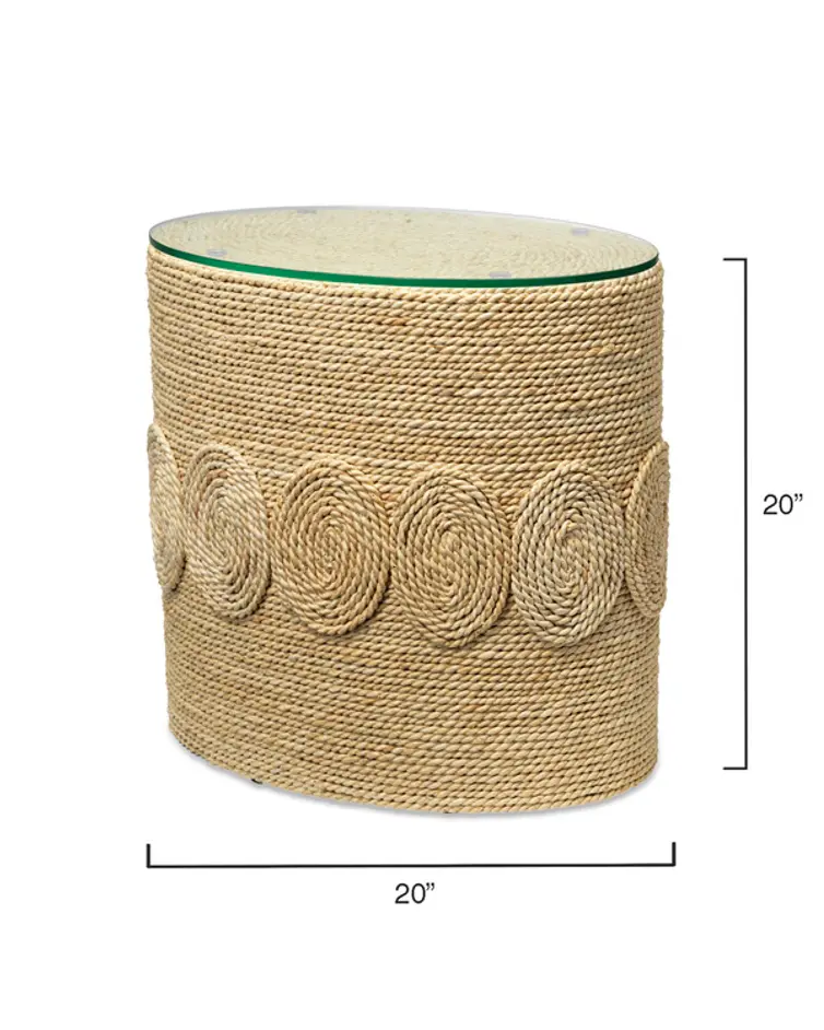 Barbados Oval Corn-Straw Side Table by Jamie Young