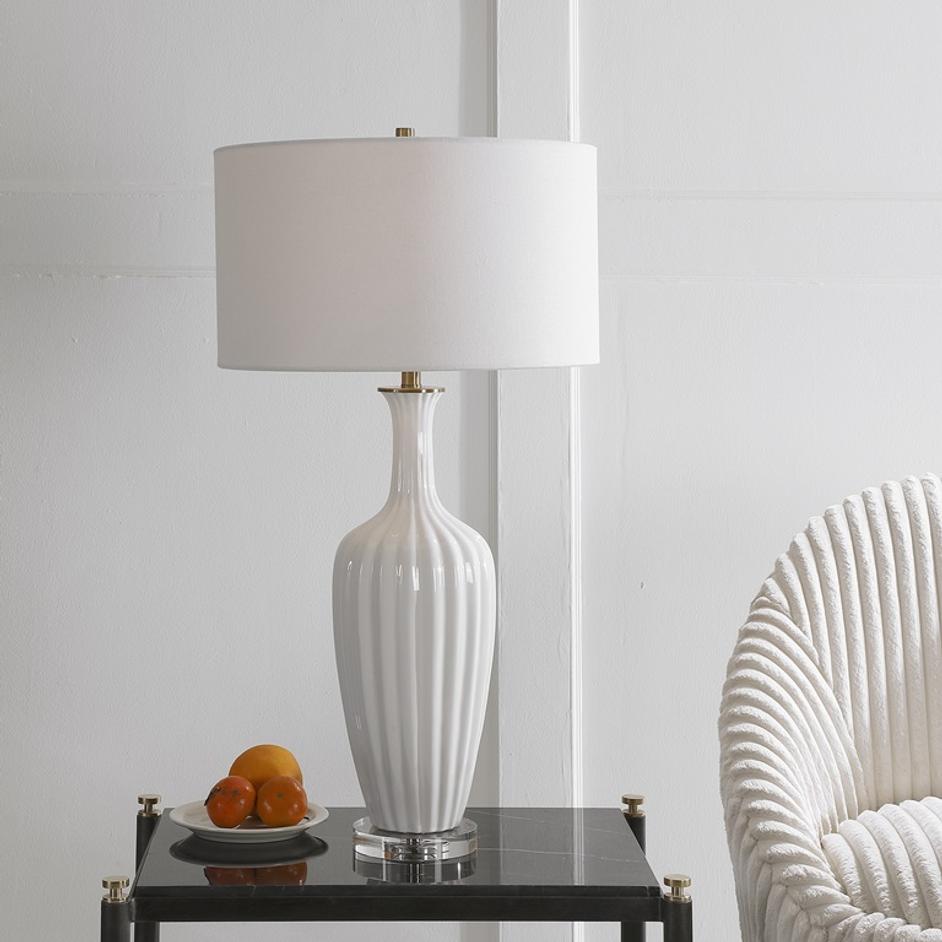Strauss White Ceramic Table Lamp by Uttermost