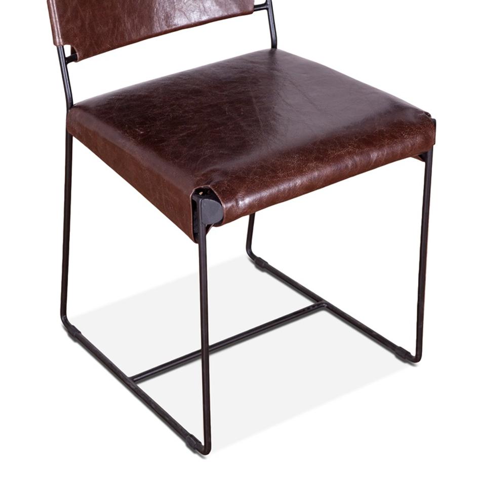 New York Iron and Chocolate Leather Dining Chair by Home Trends & Design