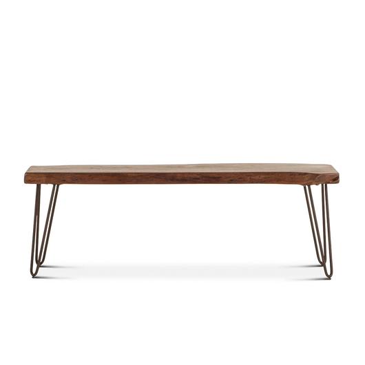 Vail 54-Inch Acacia Wood Live Edge Dining Bench in Walnut Finish by Home Trends & Design