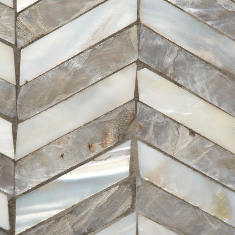 Garbo Mother of Pearl Table Lamp with Linen Shade, Grey by Jamie Young