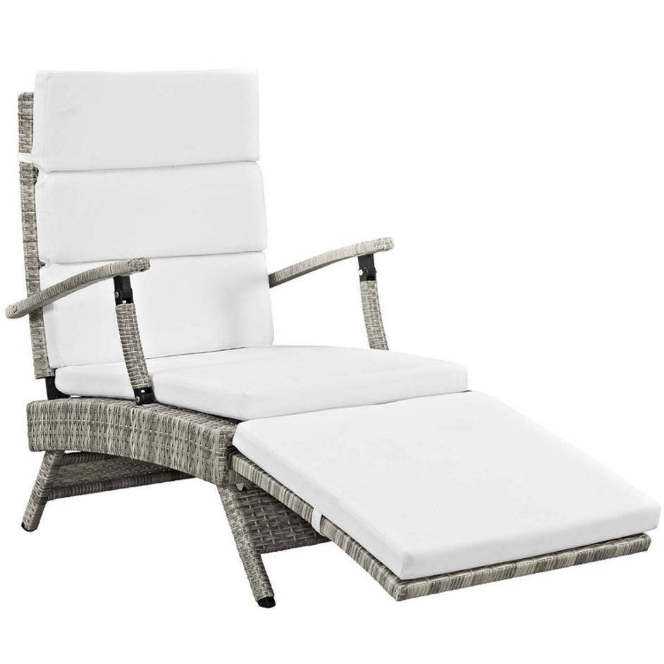 Creation Chaise Outdoor Patio Wicker Rattan Lounge Chair In Light Gray White by Modway Furniture