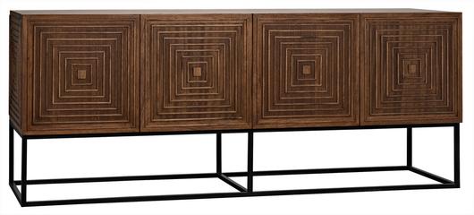 Lanon Dark Walnut Sideboard on Matte Black Industrial Steel Base by Noir Furniture