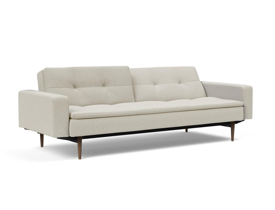 DUBLEXO SLEEPER SOFA W/ARMS in MIXED DANCE NATURAL FABRIC WITH Dark Wood LEGS 527 by INNOVATION USA