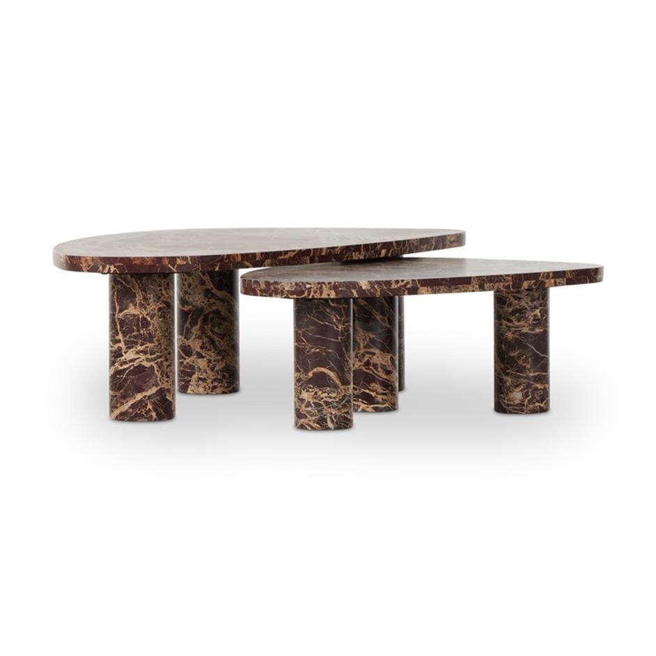 Zion Coffee Table Set - Merlot Marble by Four Hands
