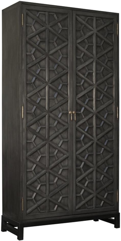 Maharadscha Hutch in Pale Mahogany and Veneer with Matte Black Industrial Steel Base and Brass Pulls by Noir Furniture