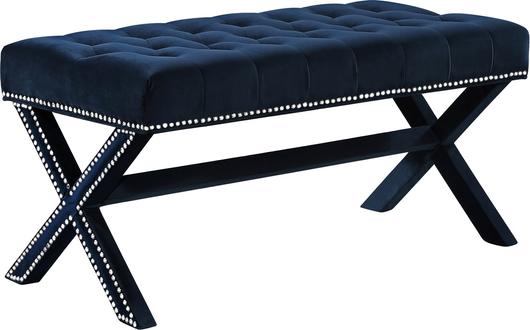 Herbert Bench In Navy Velvet by Meridian Furniture