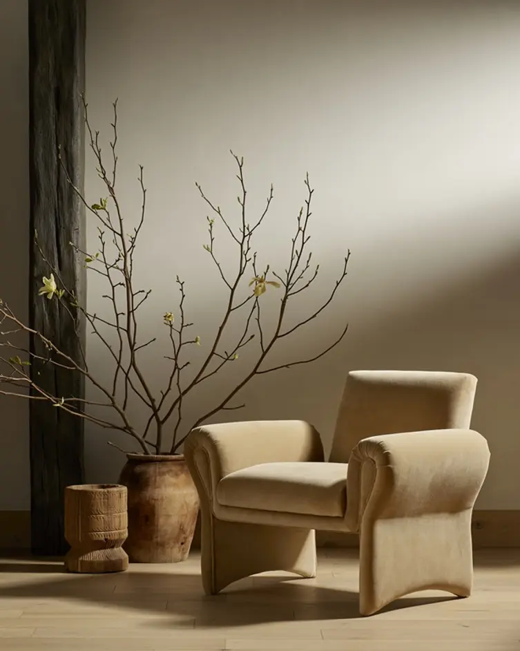 Raya Chair In Surrey Camel by FOUR HANDS