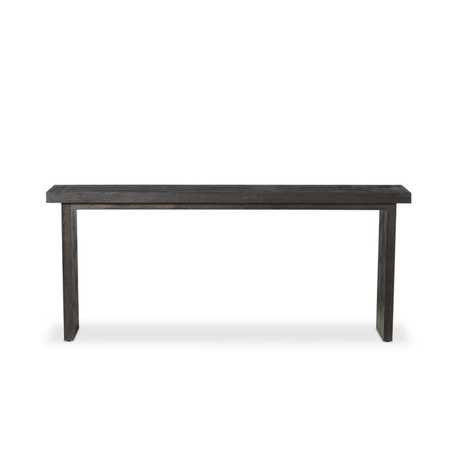 Warby Console Table in Worn Black Oak by FOUR HANDS