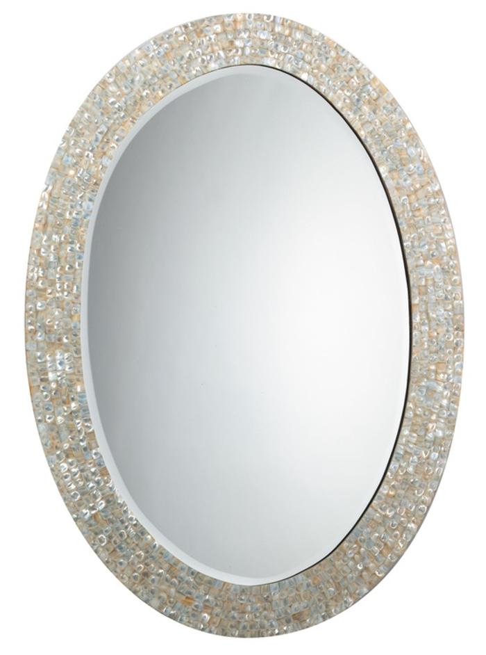 Large Oval Wall Mirror, Mother of Pearl by Jamie Young