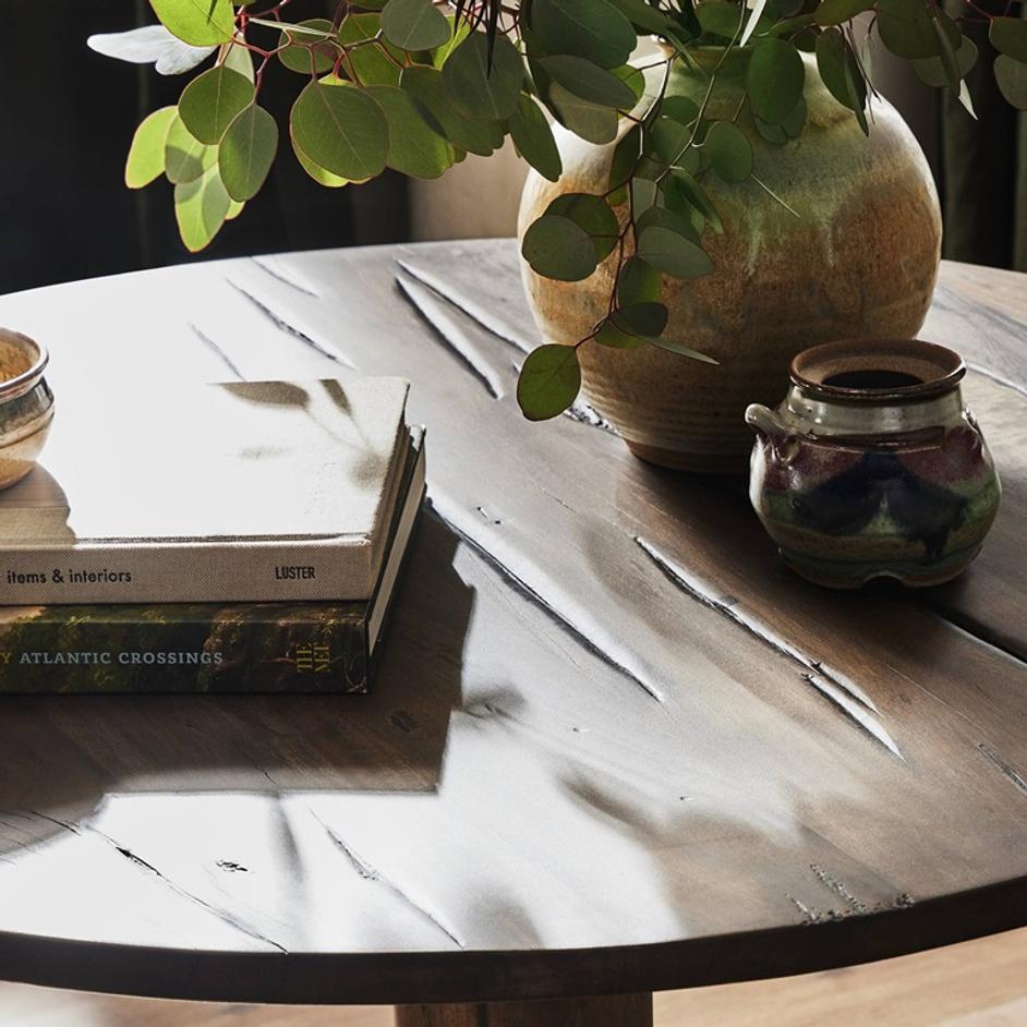 Rivi Large End Table In Antique Belgium Bleach by Four Hands