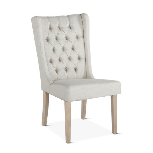 Lara Off-White Linen Dining Chair with Napoleon Legs by Home Trends & Design
