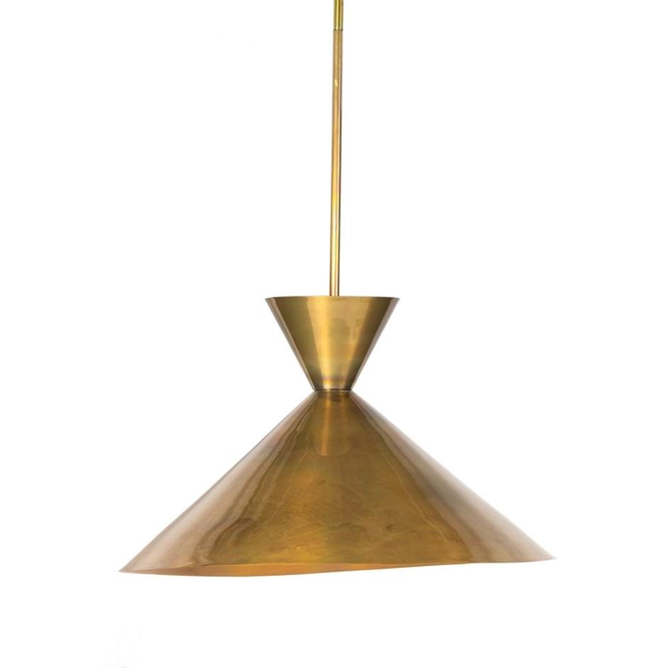 Clement Large Pendant In Burnt Brass And Black Cord by Four Hands