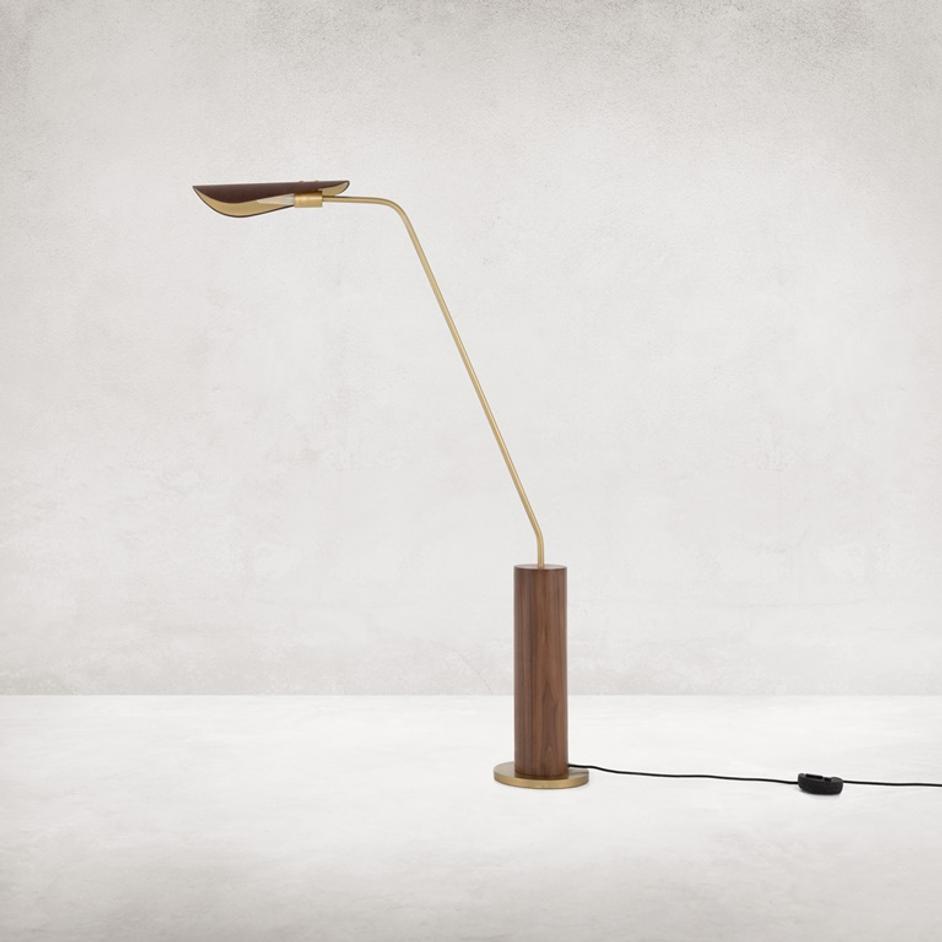 Astrid Floor Lamp-Dark Brown Leather by FOUR HANDS