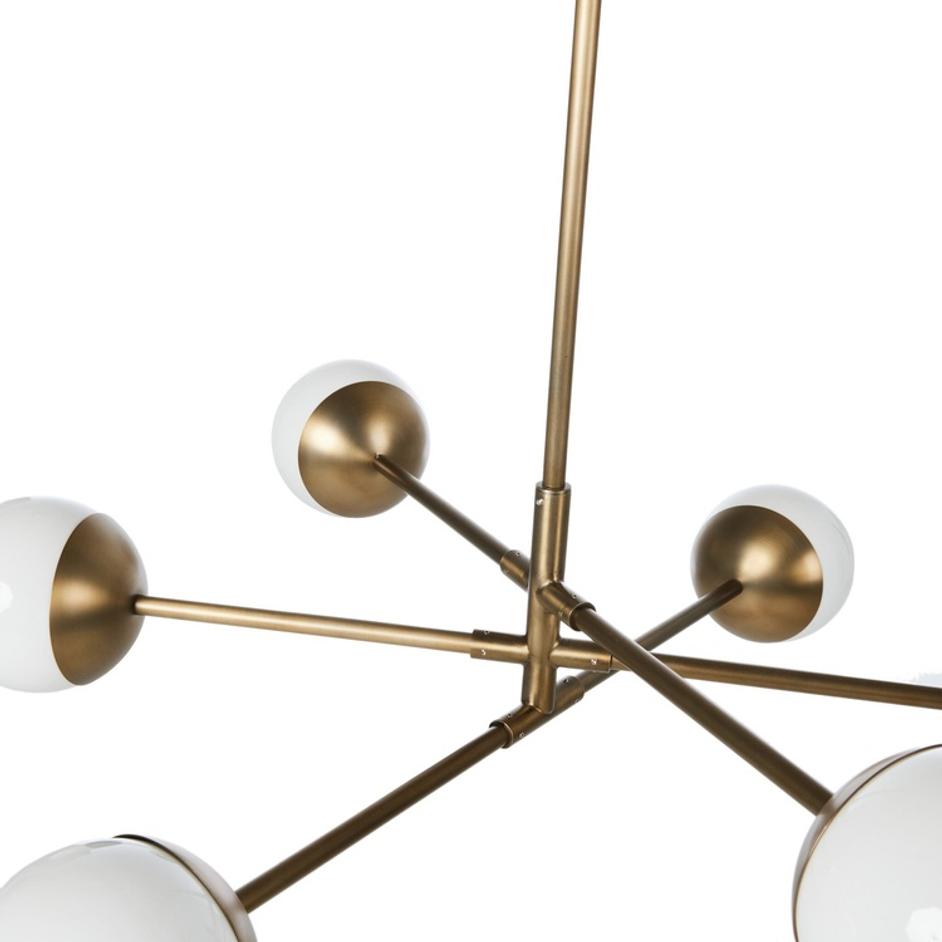 Oriana Chandelier In Aged Brass Iron And Milk Glass by Four Hands