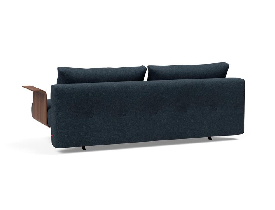 RECAST PLUS SOFABED W/ARMS in NIST BLUE FABRIC WITH Dark wood LEGS 515 by INNOVATION USA
