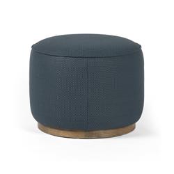 Sinclair Round Ottoman In Fresno Cobalt by FOUR HANDS