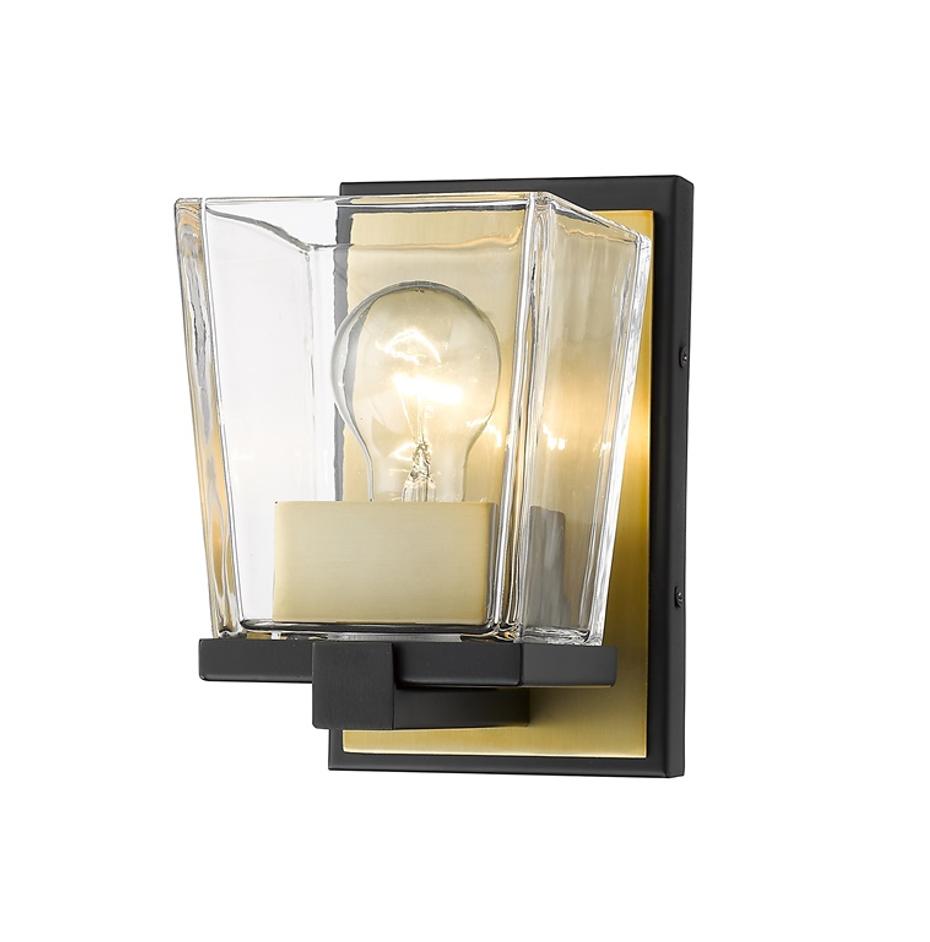 Bleeker Street 1 Light Wall Sconce in Matte Black + Olde Brass Finish by Z-Lite