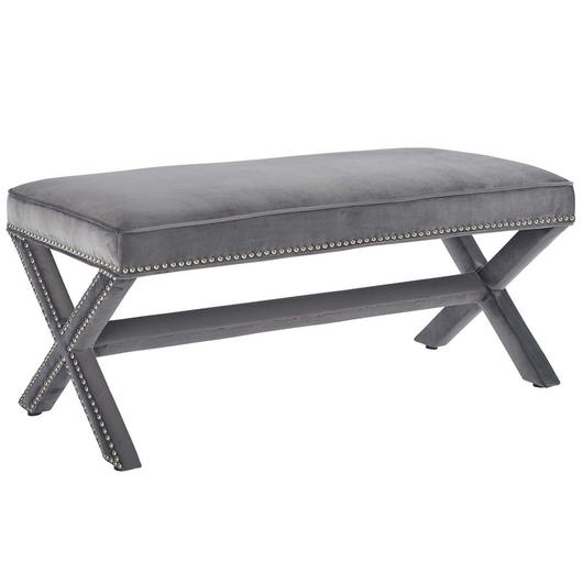 Espey Performance Velvet Bench In Gray by Modway Furniture