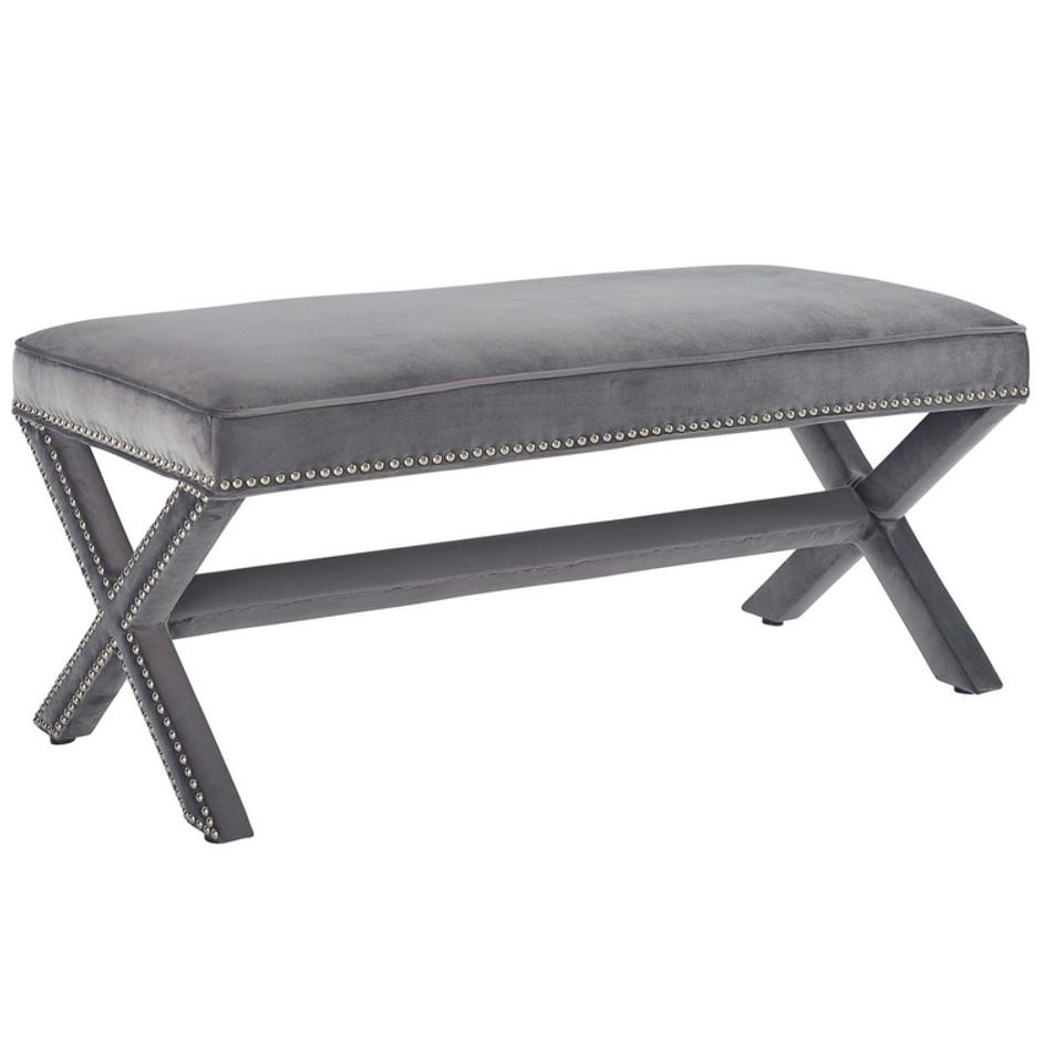 Espey Performance Velvet Bench In Gray by Modway Furniture