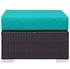 Minerva Outdoor Patio Fabric Square Ottoman In Espresso Turquoise by Modway Furniture