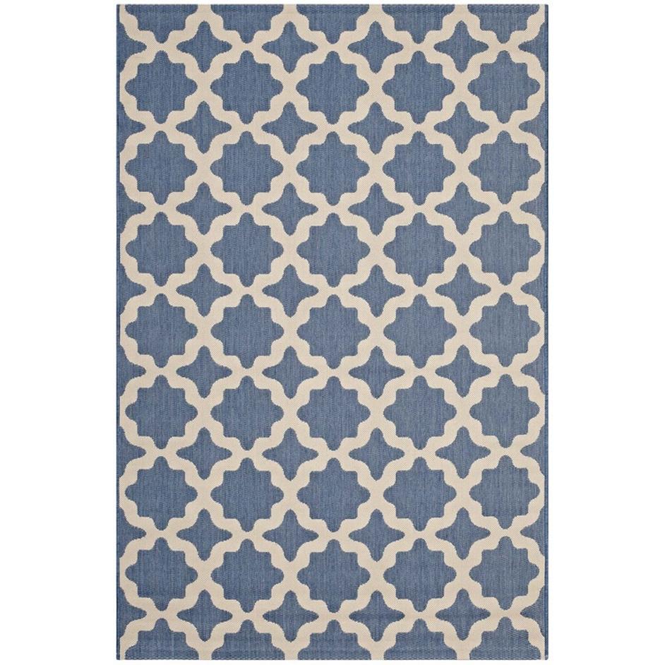 Selena Moroccan Trellis 8X10 Indoor And Outdoor Area Rug In Blue And Beige by Modway Furniture