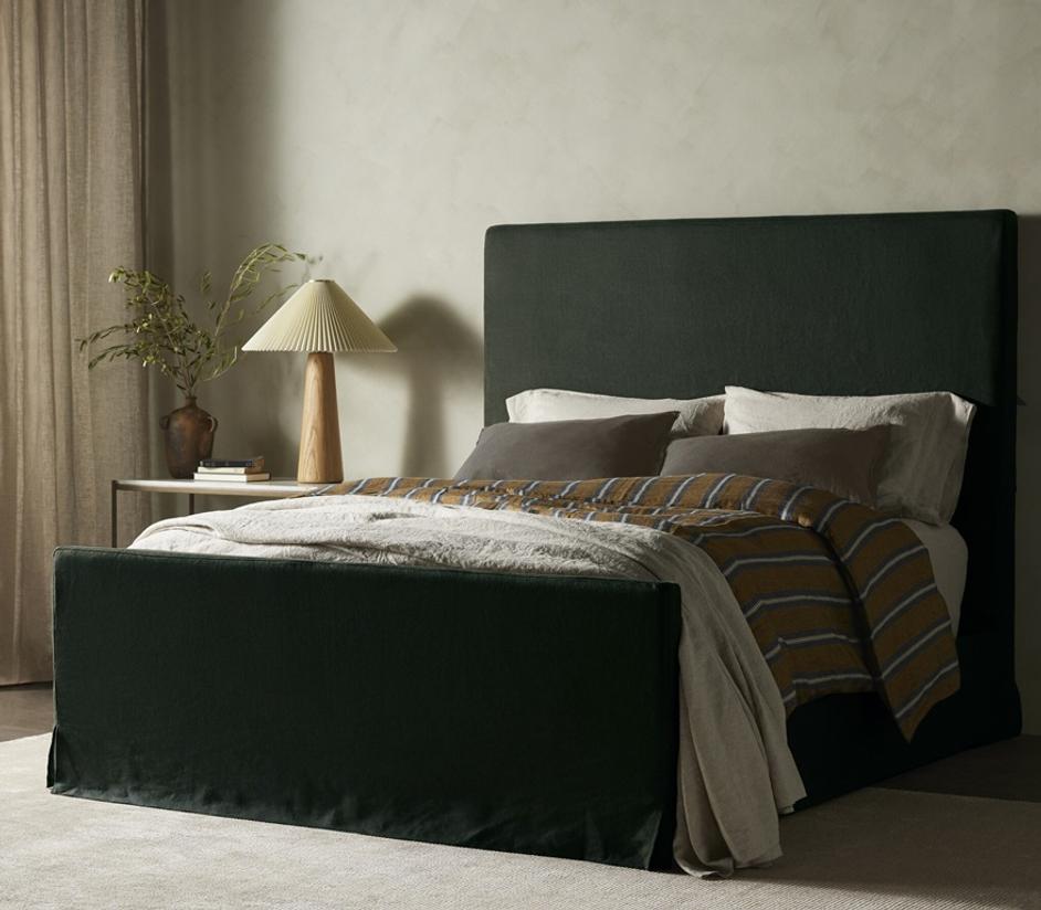 Daphne Slipcover Queen Bed - Brussels Pine by Four Hands