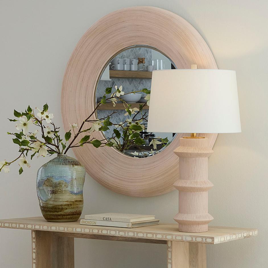 Paddock Bamboo Round Wall Mirror, Cream by Jamie Young