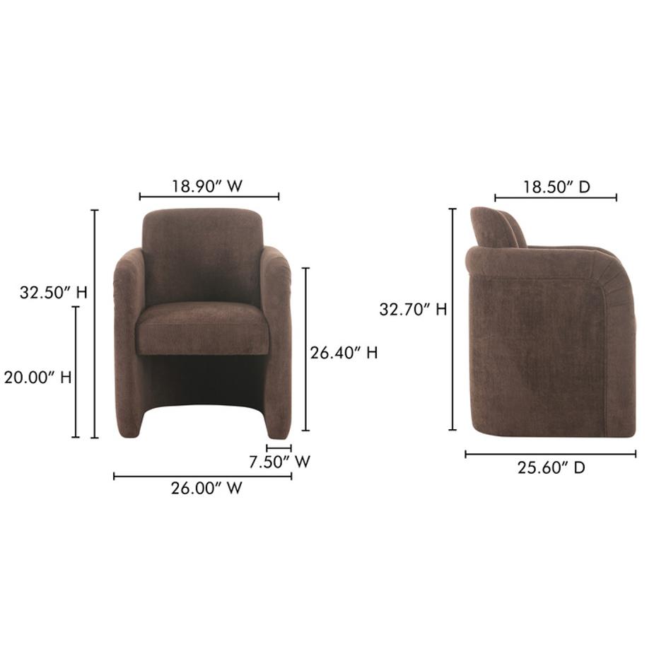 Mesto Rolling Dining Chair Dark Brown by Moes Home