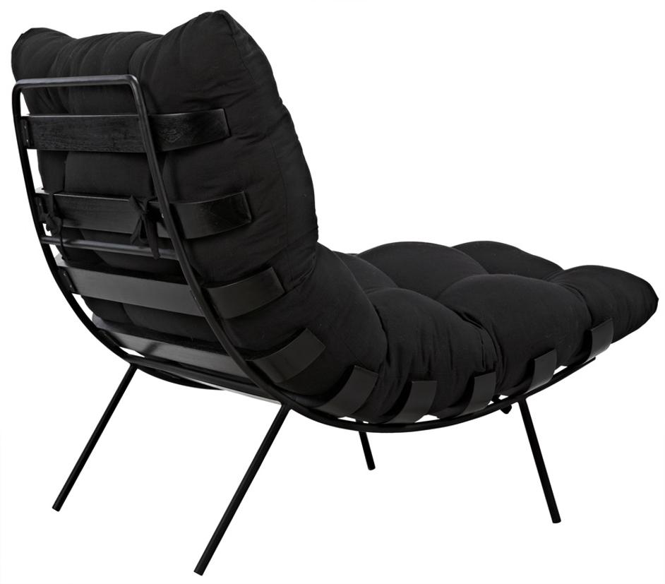 Hanzo Sungkai/Mindi Chair with Industrial Steel Legs in Charcoal Black Cotton by Noir Furniture