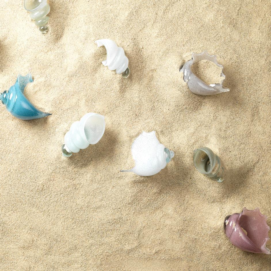 Triton Hand Blown Decorative Glass Shell, White by Jamie Young