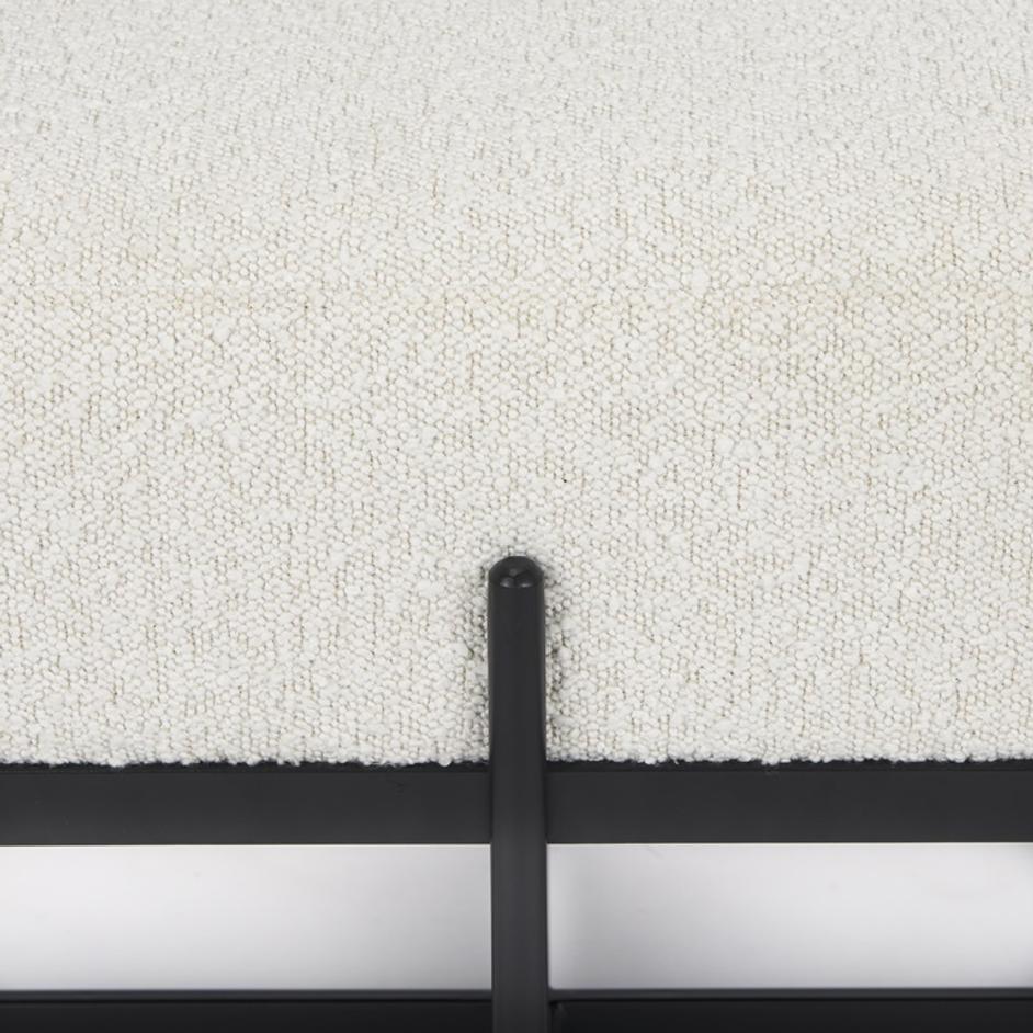Amelia 55.0L x 18.0W x 18.0H Cream Boucle W/Black Metal Upholstered Bench by Mercana