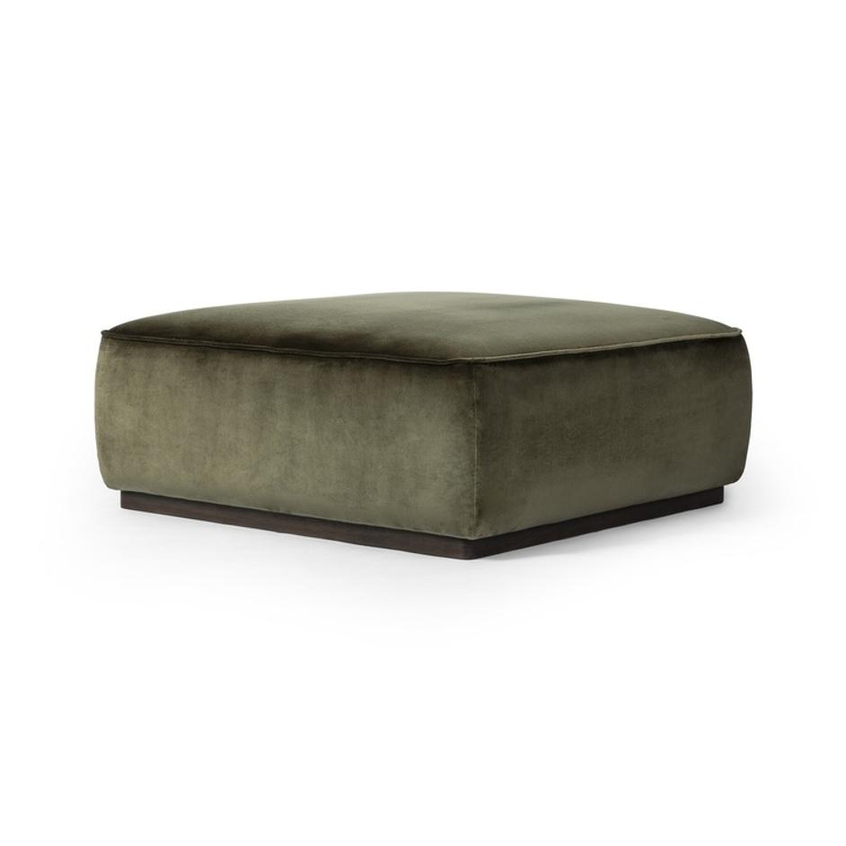Sinclair Square Ottoman-36" In Surrey Olive-Sienna Brown by Four Hands