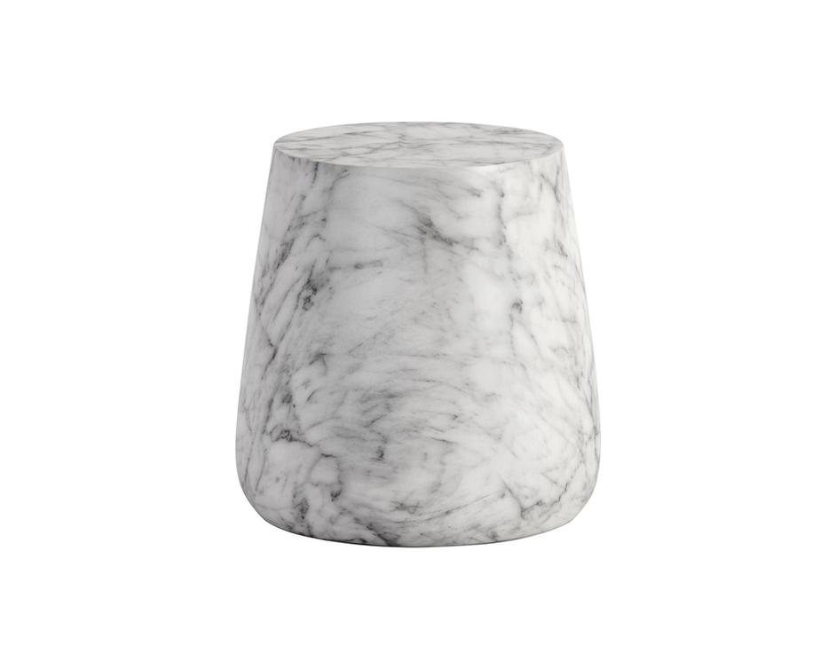 Aries Side Table - Marble Look - White by Sunpan