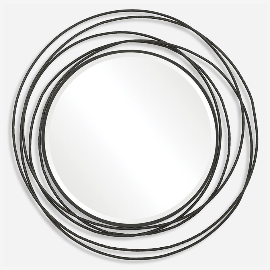 Whirlwind Black Round Mirror by Uttermost