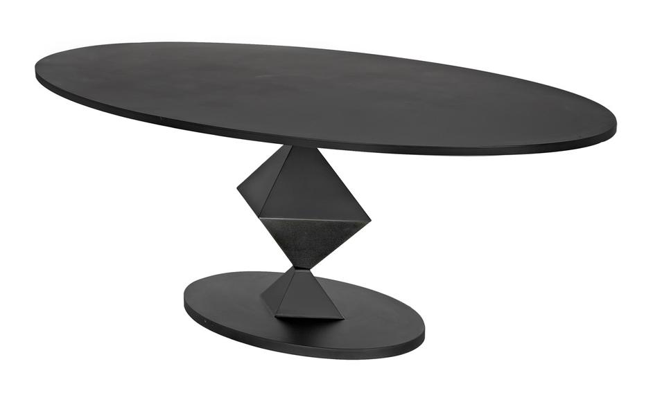 Katana Oval Dining Table, Black Metal by Noir Furniture