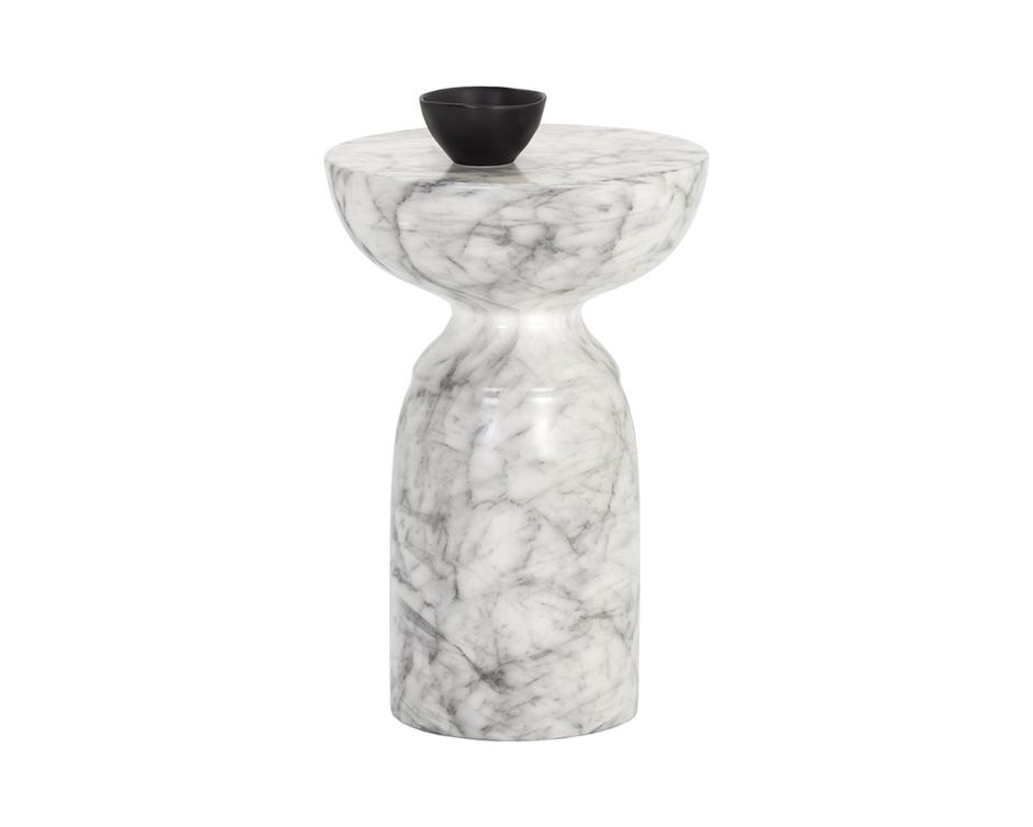 Goya End Table - Marble Look - White by Sunpan