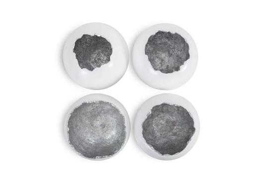 Broken Egg Wall Art, White and Silver Leaf, Set of 4 by PHILLIPS COLLECTION