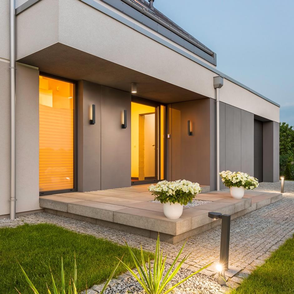 Edge 2 Light Outdoor Wall Sconce in Black Finish by Z-Lite