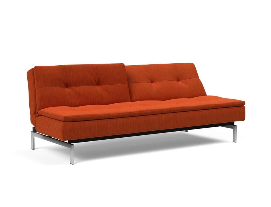DUBLEXO SLEEPER SOFA in ELEGANCE PAPRIKA FABRIC WITH Stainless Steel LEGS 506 by INNOVATION USA