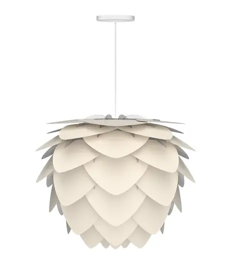 Aluvia Medium Hardwired Pendant in Pearl with White Cord by UMAGE
